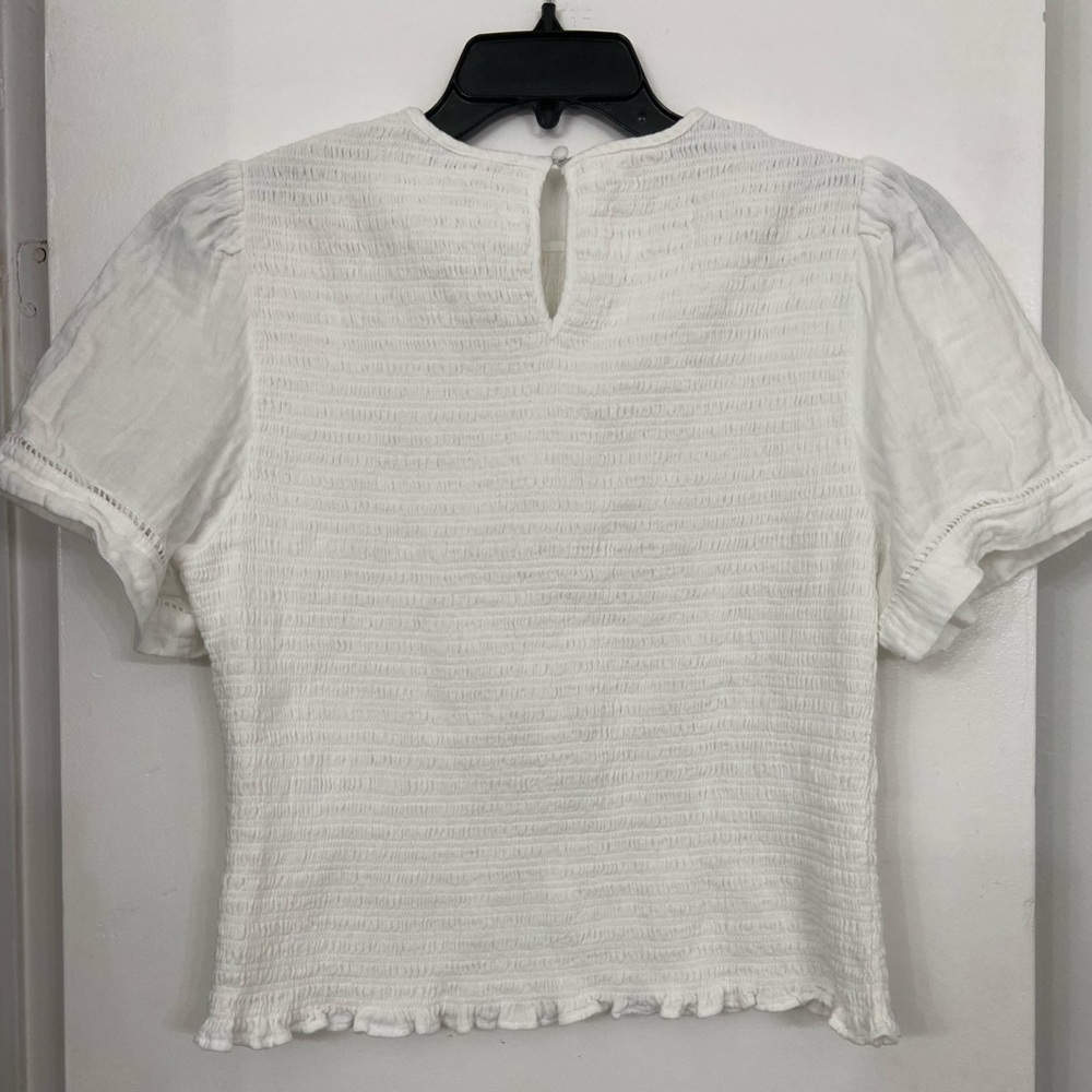 ME+EM Short Sleeve Smocked Blouse White Size 12 - Picture 2 of 6